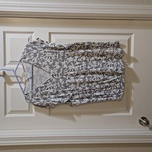 Gray flower print top